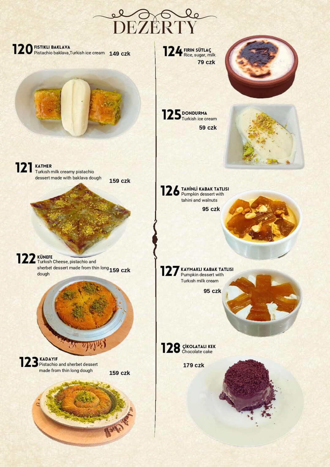 Mehmet Efendi menu — Turkish breakfast